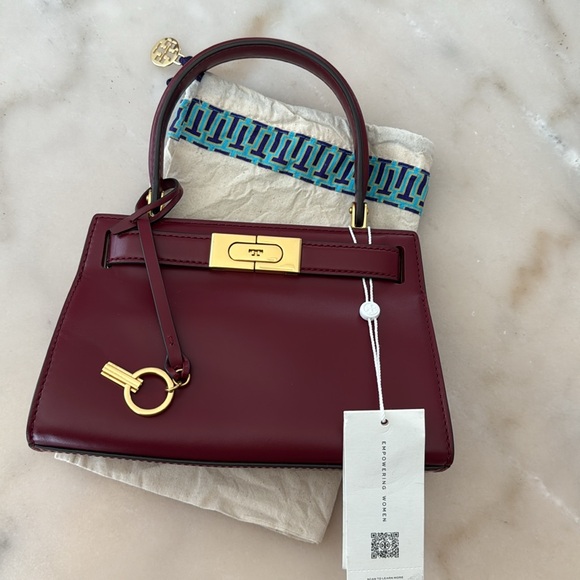 Tory Burch Lee Radziwill Petite Bag Tinto (Burgundy-Dark Red) Bag Gold Accents - Picture 6 of 16